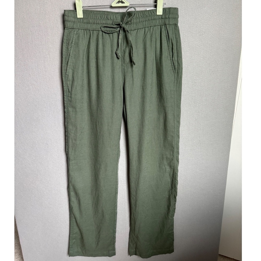 NWT Ann Taylor Factory Women XS Olive The Linen Easy Pant High Rise Drawstring